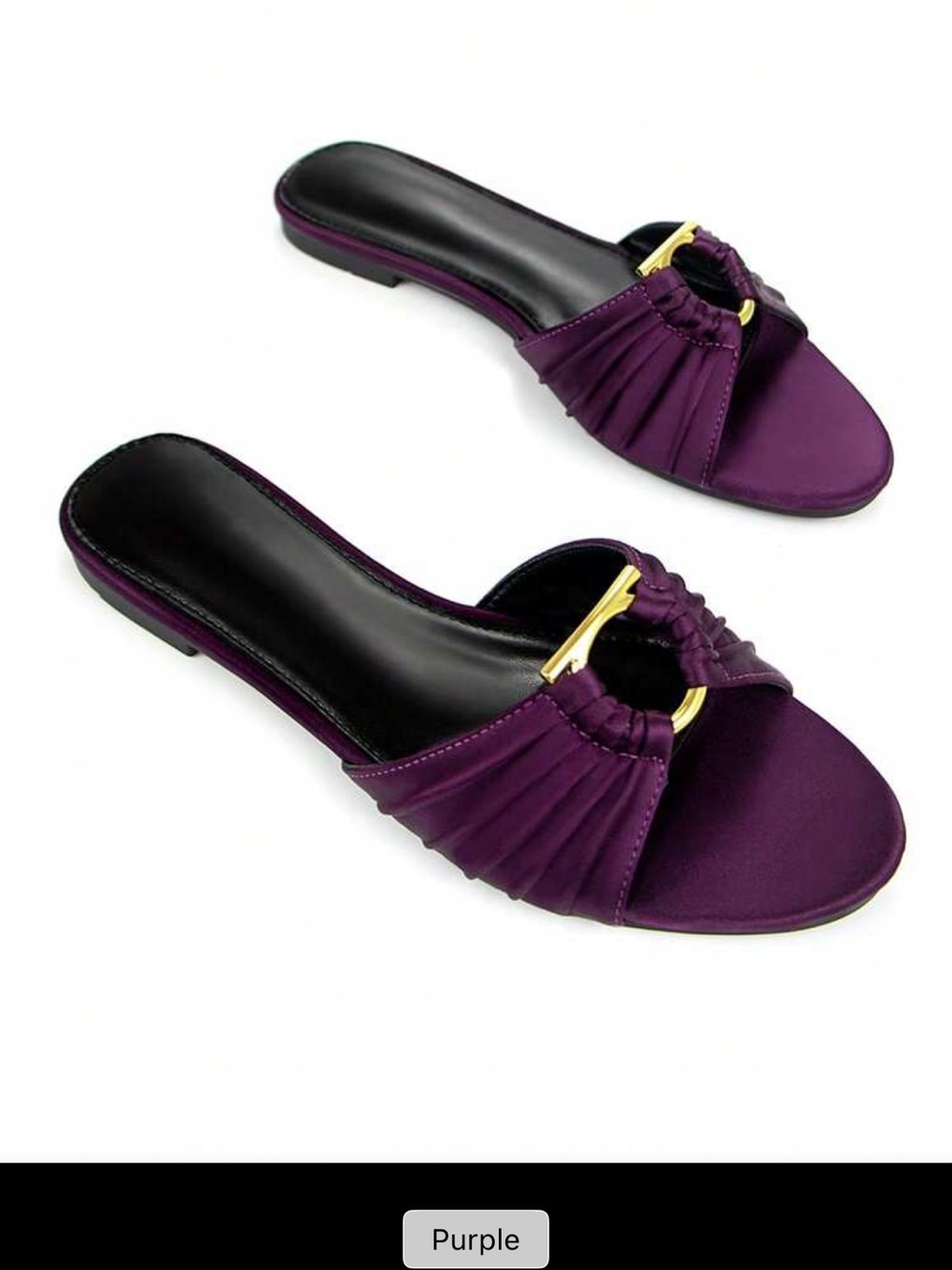 Purple Slide Sandals with Gold Accent - Women